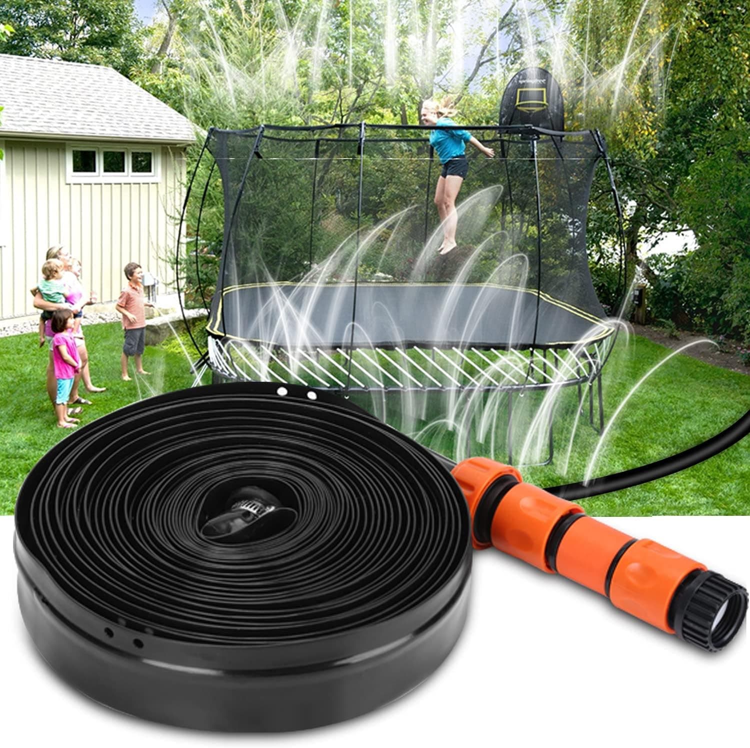 FEBBI Trampoline Sprinkler, Thickened Trampoline Water Play Sprinkler for Kids, Fun Summer Outdoor Water Park Toys, New Upgrade Connector Trampoline Accessories(39ft)