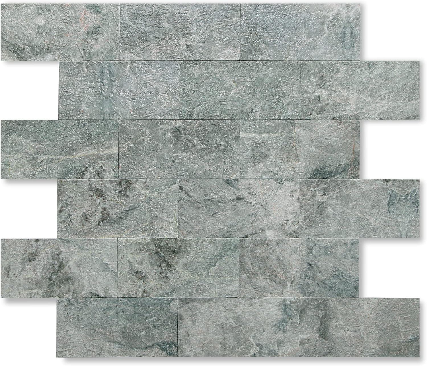 Yipscazo Peel and Stick Backsplash Tile, Stone Texture PVC Subway Tile for Kitchen Backplash, Bathroom Wall, Fireplace Décor(12" X 12",10 Sheet,Bluestone)