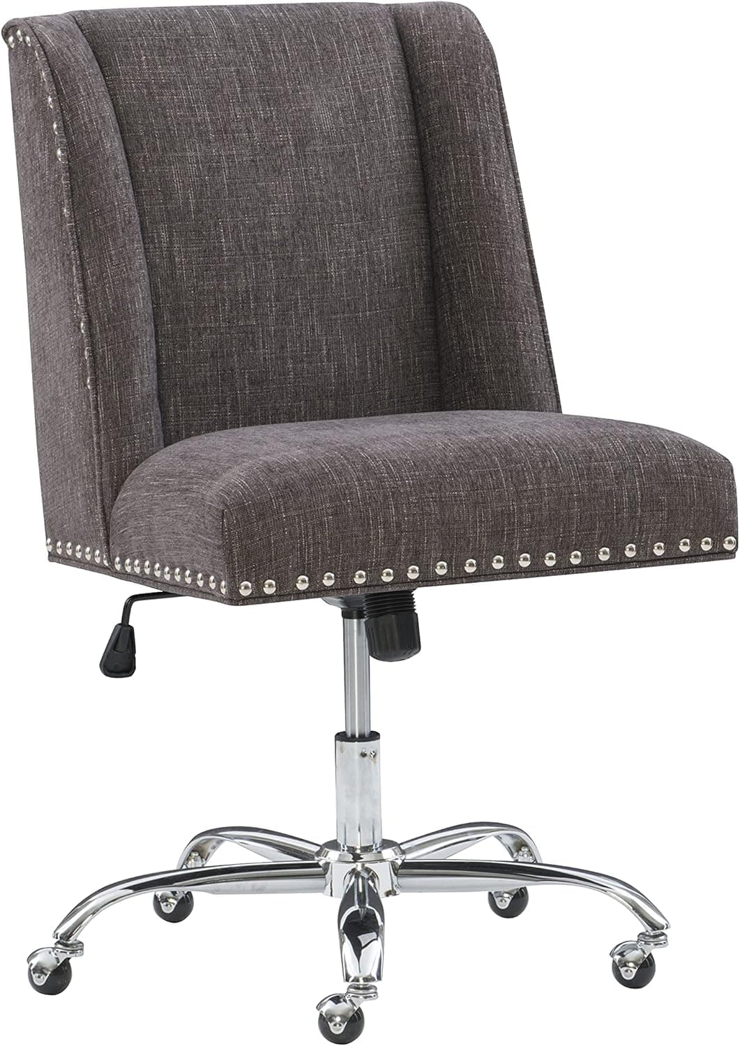 Linon Clayton Charcoal Office Chair, Metallic