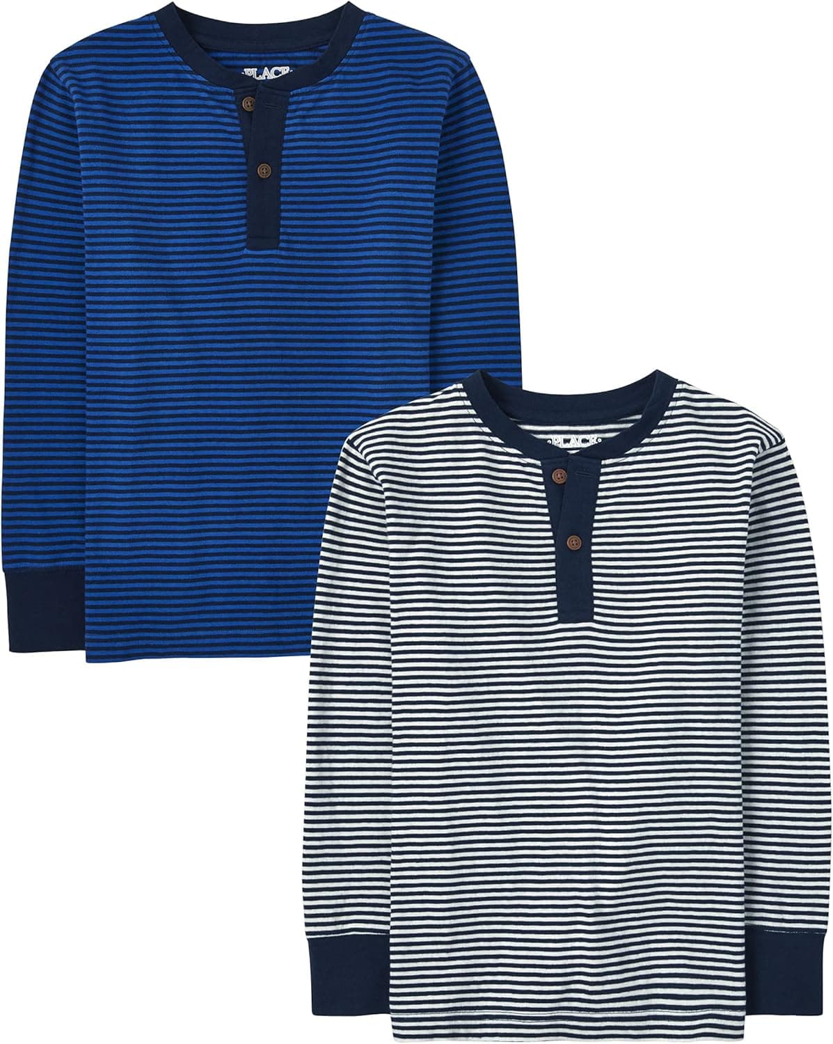 The Children's Place Boys' Long Sleeve Striped Henley Top 2-Pack