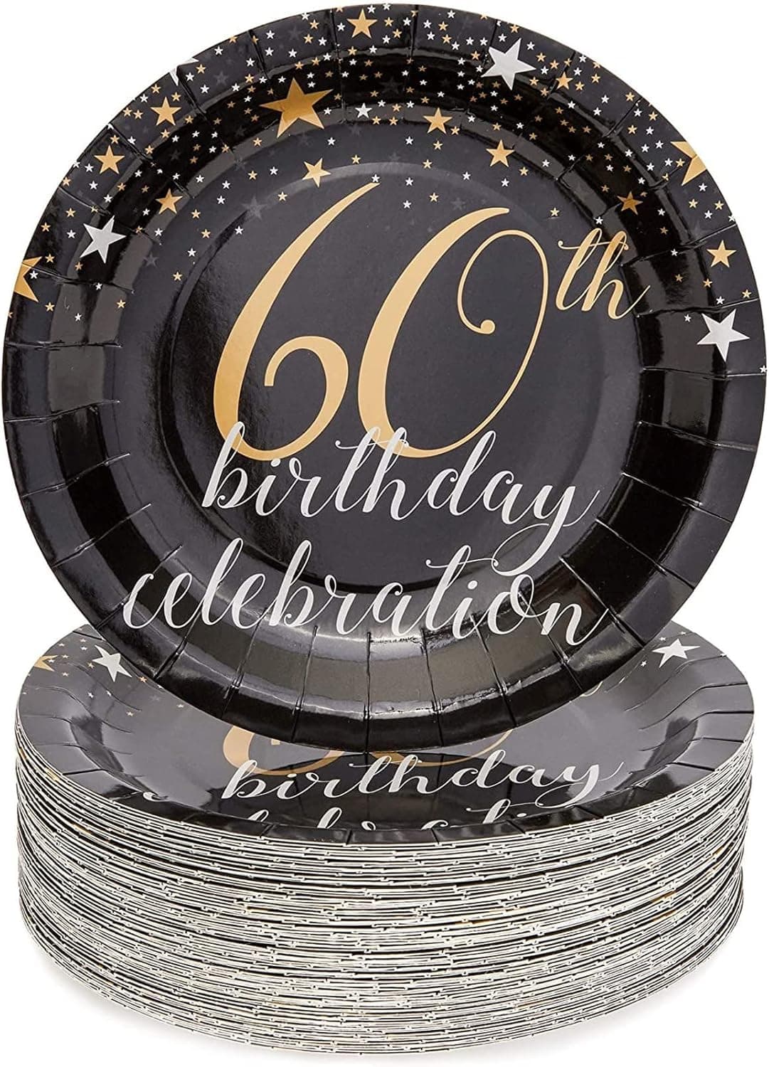 Sparkle and Bash 60th Birthday Party Plates (9 In, 80 Pack)