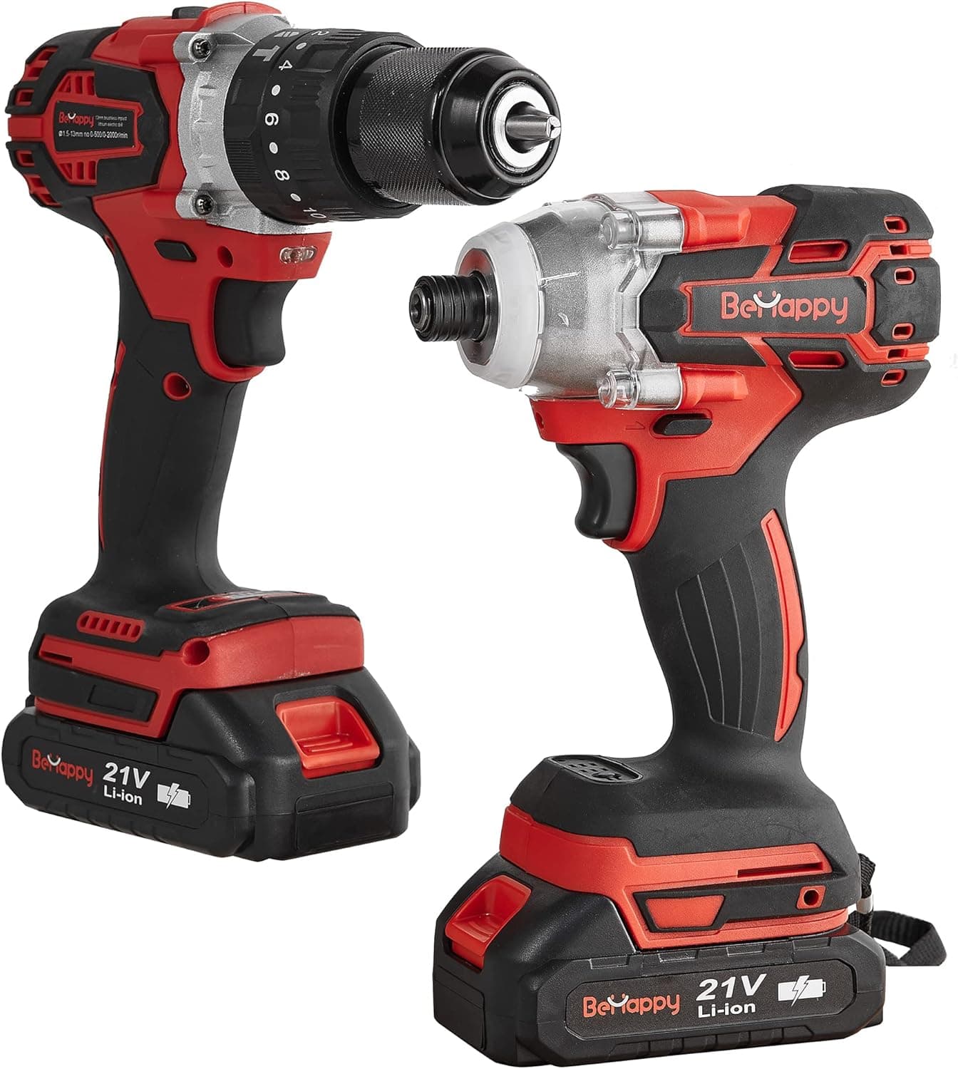 Behappy Cordless Drill Combo Kit, 1000ln-lbs Drill Driver and 2600In-lbs Impact Driver 21V, Brushless Power Tool Kit with 2 Lithium-Ion Batteries, 1Charger