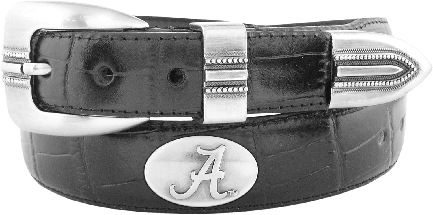 Zeppelin Products Inc. NCAA Alabama Crimson Tide Crocodile Tip Leather Concho Belt