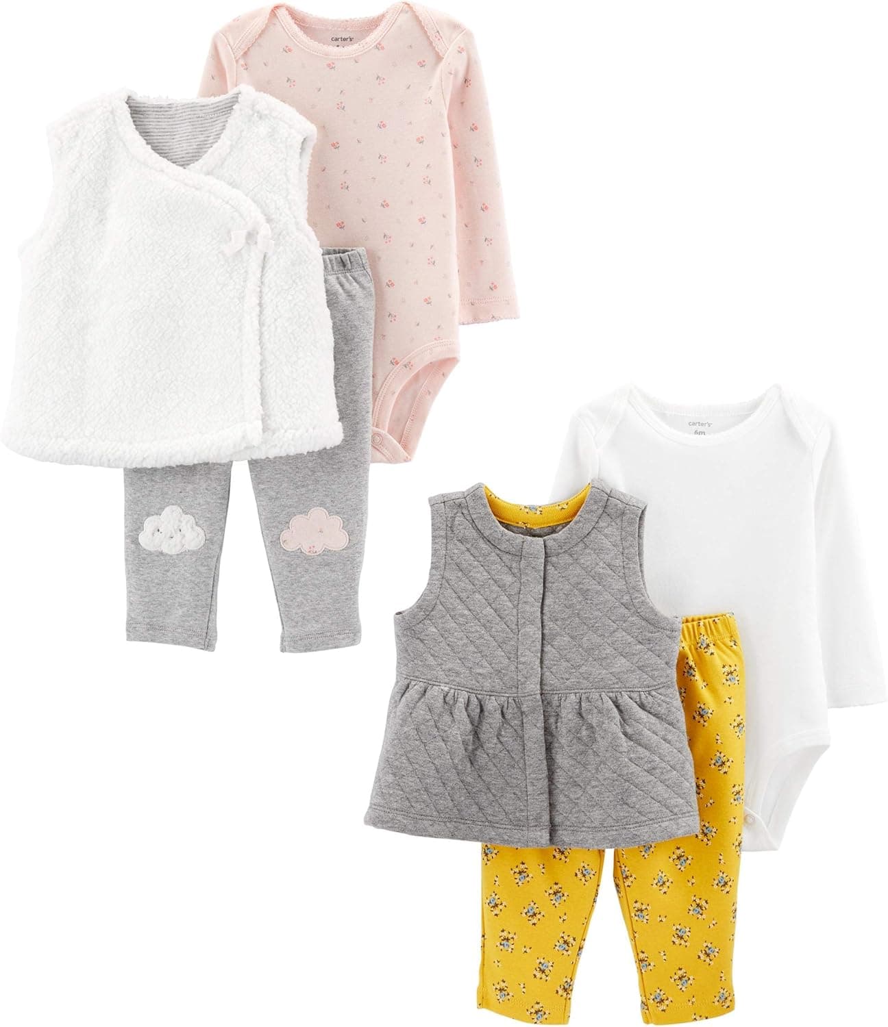 Carter's baby-girls 2-pack 3-piece Vest Set