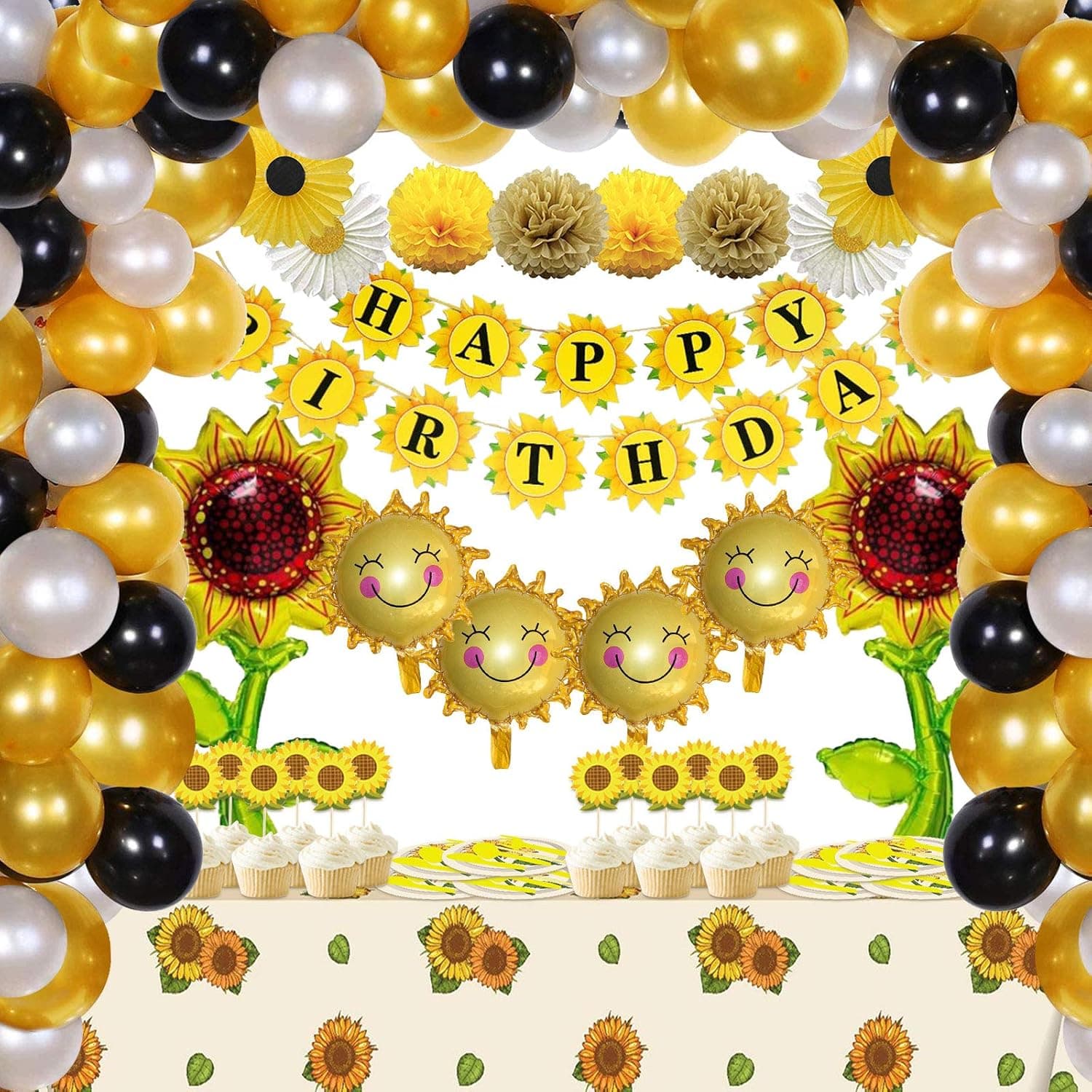 Sunflower Birthday Party Decorations Supplies Kit, Sunflower Balloon Kit for Girl or Boy Birthday Party Wedding Baby Shower Decor