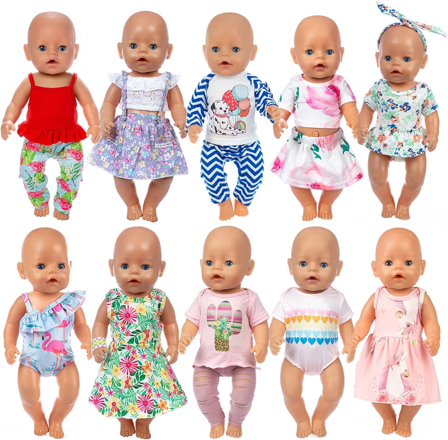 HOAYO 16-18 Inch Baby Doll Clothes, 21 Pcs Doll Accessories for 43cm New Born Baby Dolls, 15 Inch Bitty Baby Dolls, American 18 Inch Girl Dolls