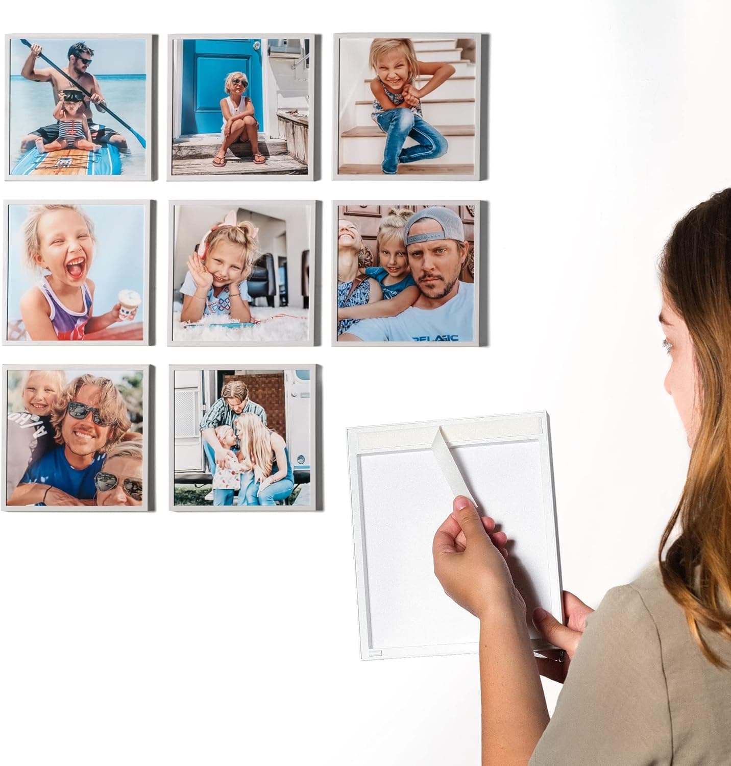 Mixtiles the World's Easiest 8x8 Picture Frame. Photo Tiles that Stick to Any Wall, Leave No Damage and Can be Moved Around Freely. Simply Upload Your Photos and Customize. Create a Personal Wall Collage in Minutes. (4 Photo Tiles, Clean)