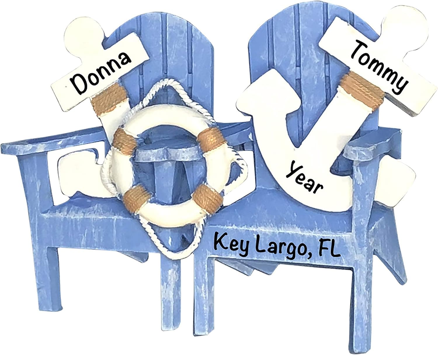 Couple Christmas Ornaments 2022 - Customized Ornaments for Couples - Adirondack Chair Anchor Couple Ornament -Our First Christmas Together Ornament 2022, Personalized Christmas Ornaments for Couples