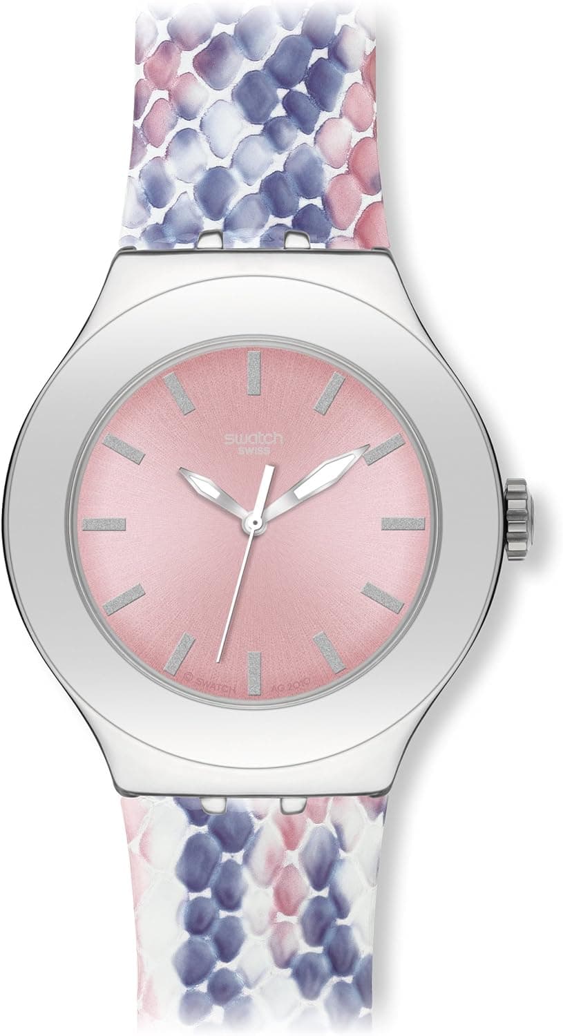 Swatch Women's Irony YNS117 Pink Leather Quartz Watch with Pink Dial