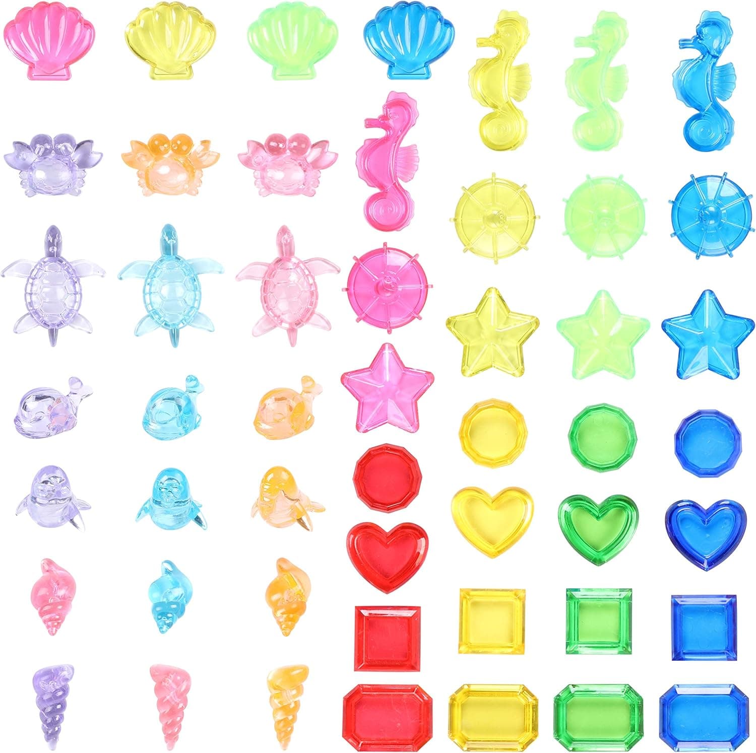 R HORSE 50 Pcs Dive Gem Toy Set Summer Diving Training Toy Plastic Sinking Gem Pool Toy Underwater Swimming Toy