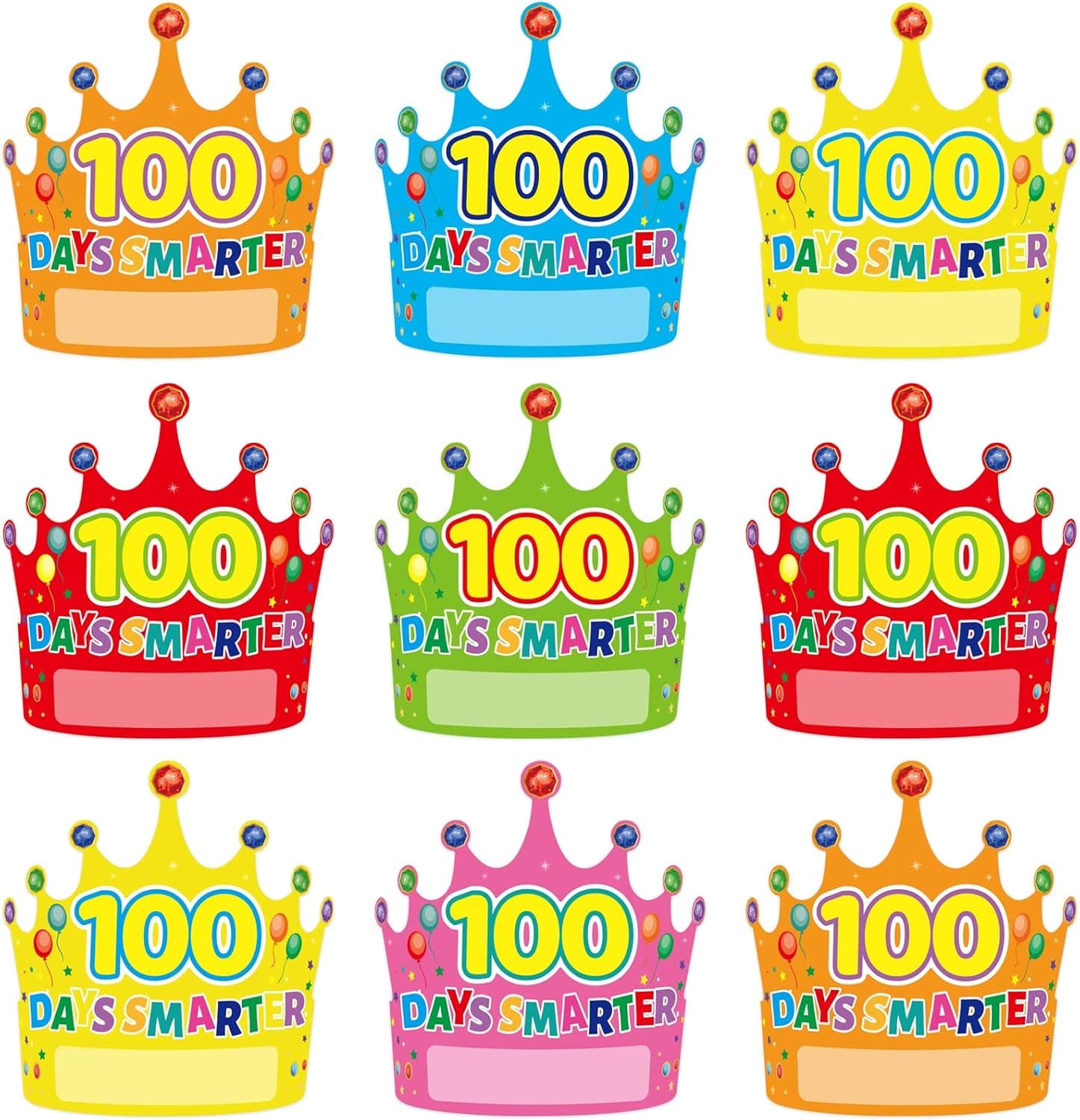 FANCY LAND 36Pcs 100 Days Paper Crowns 100th Day of School Crowns for Classroom Supplies