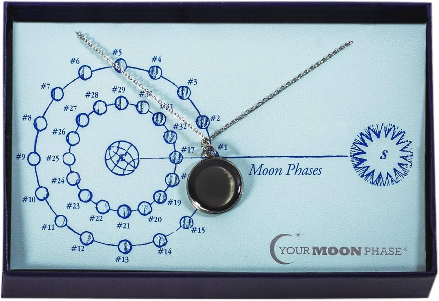 Your Moon Phase - Luna Moon Phases Necklace | Birthday Gift for Wife | Moon Pendant Necklace For Women & Men | Astrology Jewelry Gifts for Girls | Romantic Gifts For Her | Space Gift Ideas For Girlfriend & Boyfriend | 18" Stainless Steel Charm