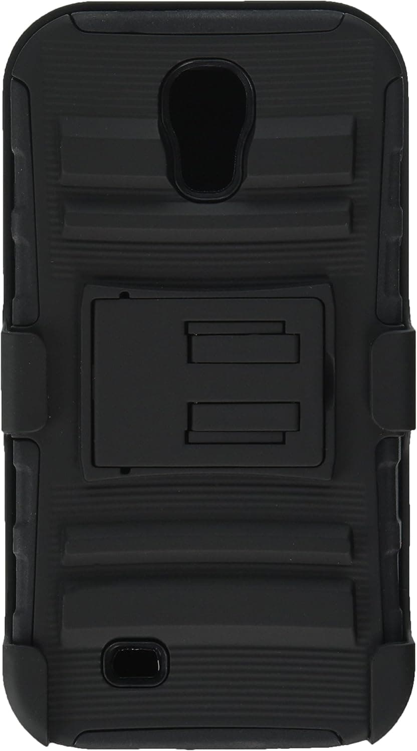 ShopNY Black Rugged Hybrid Heavy Duty Hard Case Cover Belt Clip Holster Kickstand for SamsungGalaxy S4 SIV i9500 (Sprint, Verizon, T-Mobile, AT&T All Carriers)