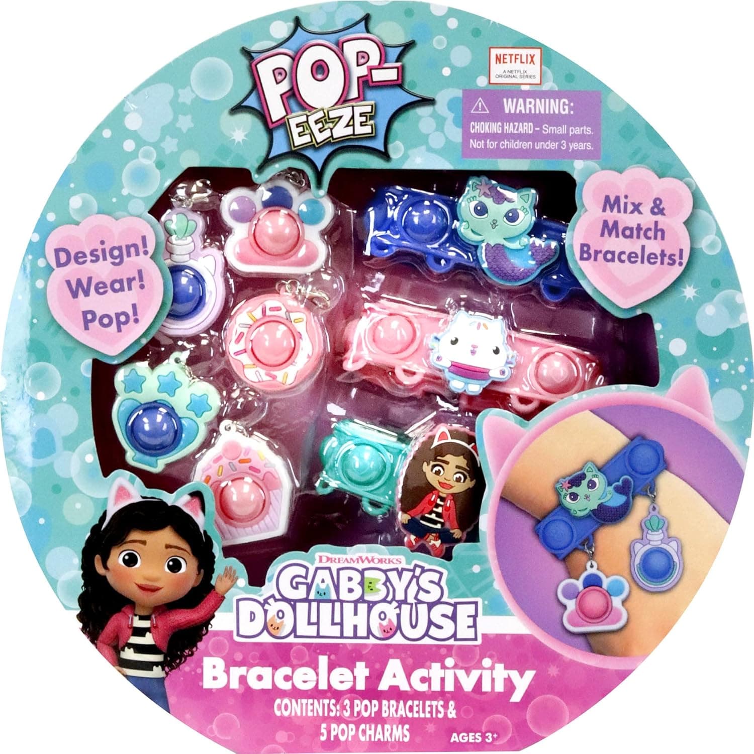 Tara Toys Pop-Eeze: Bracelet Activity Set - Gabby's Dollhouse - Jewelry Set, Popping Sensory Fun, Ages 3+