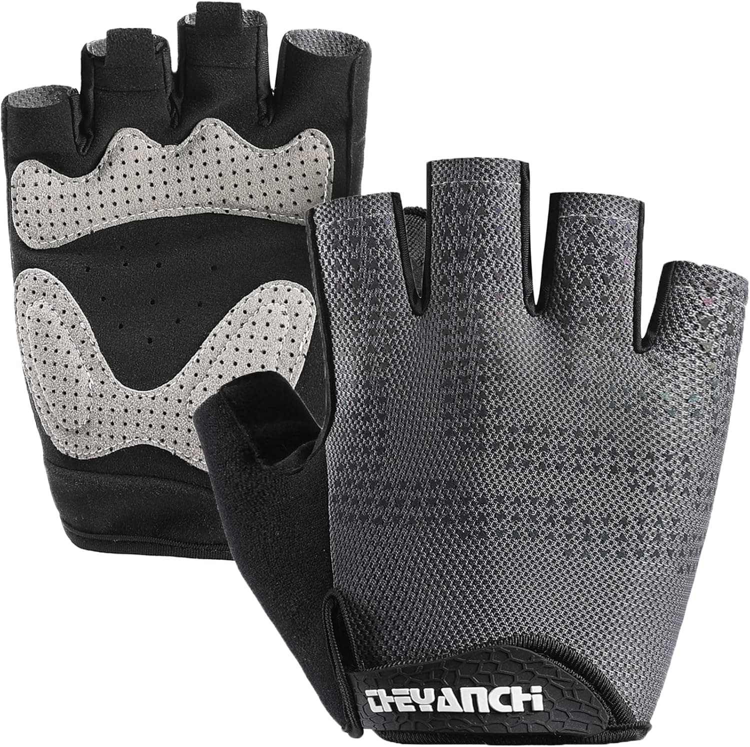 LJCUTE Fingerless Fishing Gloves for Men Women, Wear-Resistant & Breathable Gym Workout Gloves for Exercise, Fitness, Training, Kayaking, Sailing, Cycling, Bike