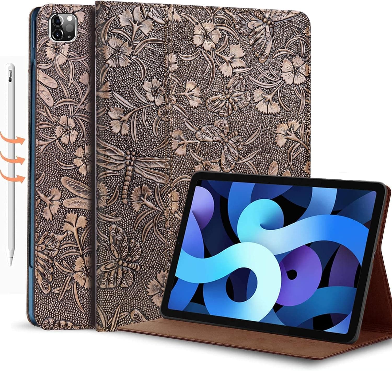 Gexmil New Ipad Pro 12.9 in Case 2022/2021 inch (6th/5th Gen),Genuine Leather Ipad Pro 12.9 Cover(2020/2018),Made from Real Leather Cowhide