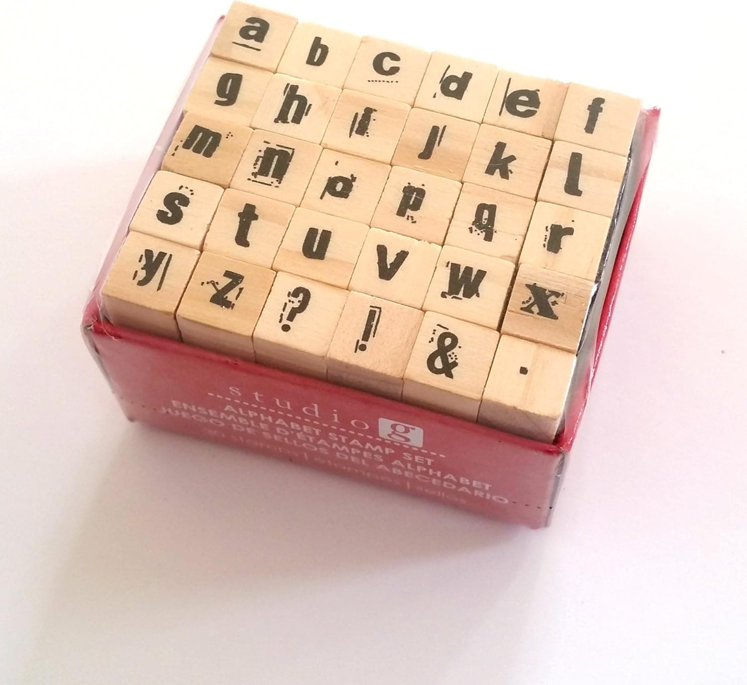 Scrapbooking Collection: Studio G Miniature Wooden Block Rubber Stamp Alphabet and Punctuation Marks Set, Lower Case Letters #02