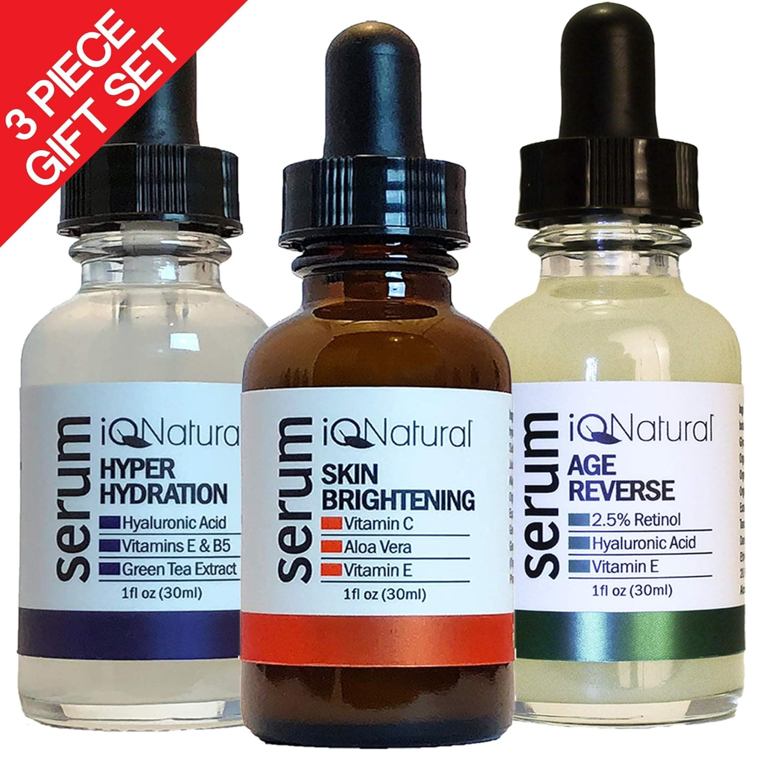 Gifts For Her - Vitamin C Serum For Face, Retinol Serum and Hyaluronic Acid & serum - 1 fl oz(ea) Gift Pack Trio Set