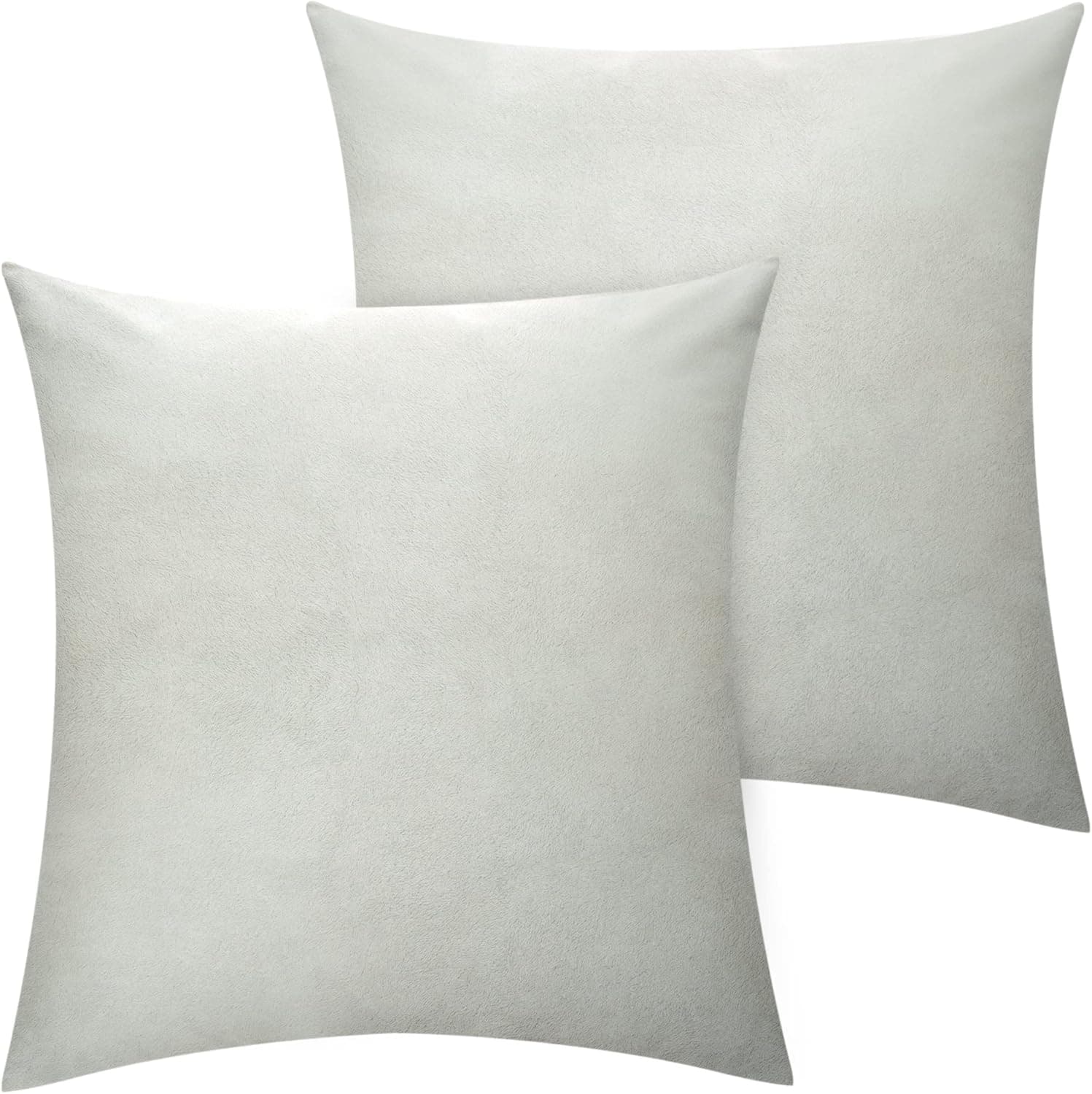 Macood Velvet Throw Pillow Covers Decorative Square Cushion Pillow Cases , for 18"x18" or 20"x20" Sofa Bedroom Couch Pillow Insert , 2 Pack, Light Grey