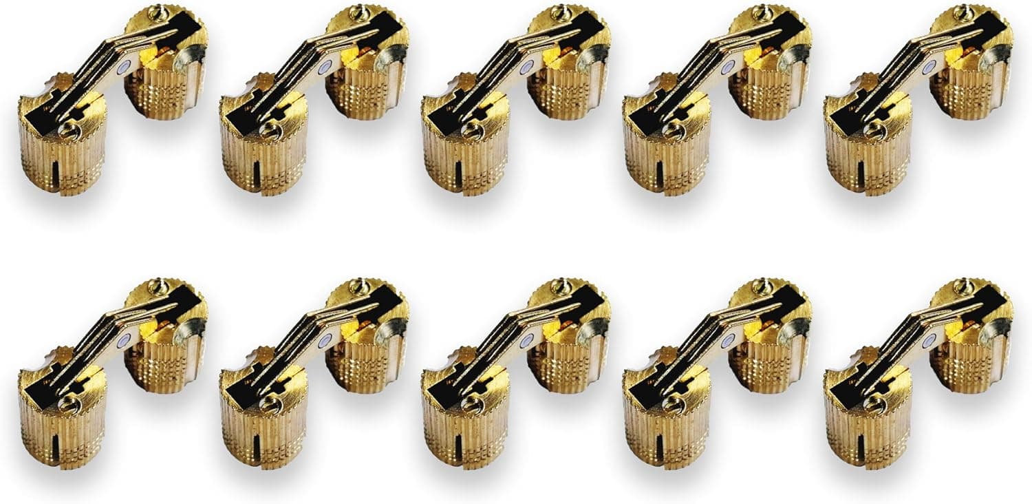 Actopus 10pcs Cylindrical 10mm M10 Brass Barrel Hinge Invisible Cabinet Furniture Hinges Concealed 180 Angle