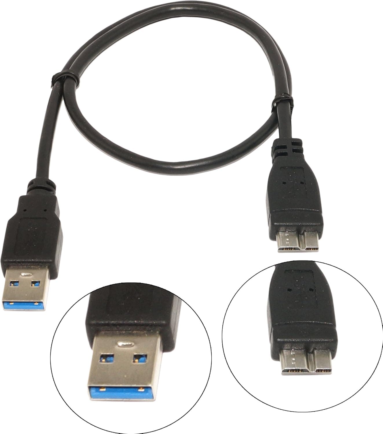 Storite USB 3.0 A to Micro B FLAT High Speed Cable for WD/Seagate/Toshiba/Samsung/Hitachi External Hard Drives (100cm - 3 Foot - 1M) - White