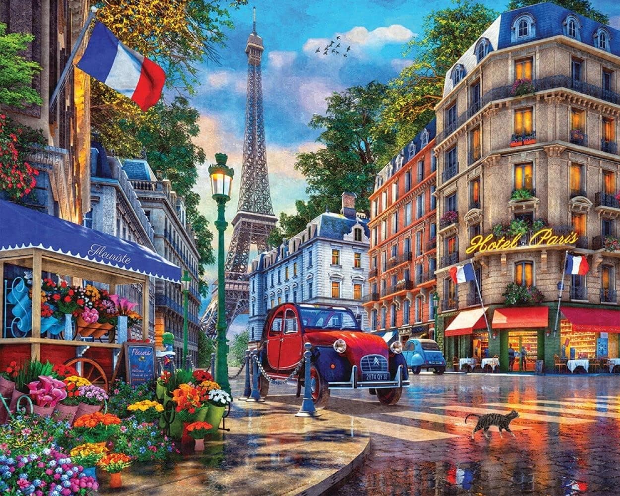 Springbok's 1000 Piece Jigsaw Puzzle Paris Street Life - Made in USA