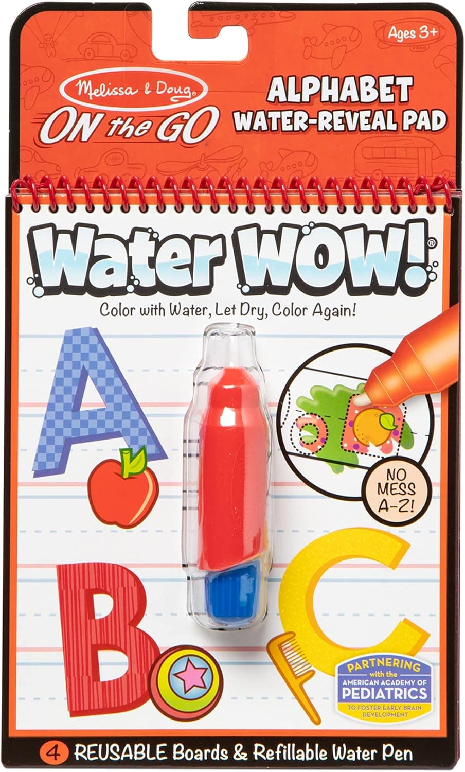 Melissa & Doug On the Go Water Wow! Reusable Water-Reveal Activity Pad - Alphabet - Party Favors, Stocking Stuffers, Travel Toys For Toddlers, Mess Free Coloring Books For Kids Ages 3+