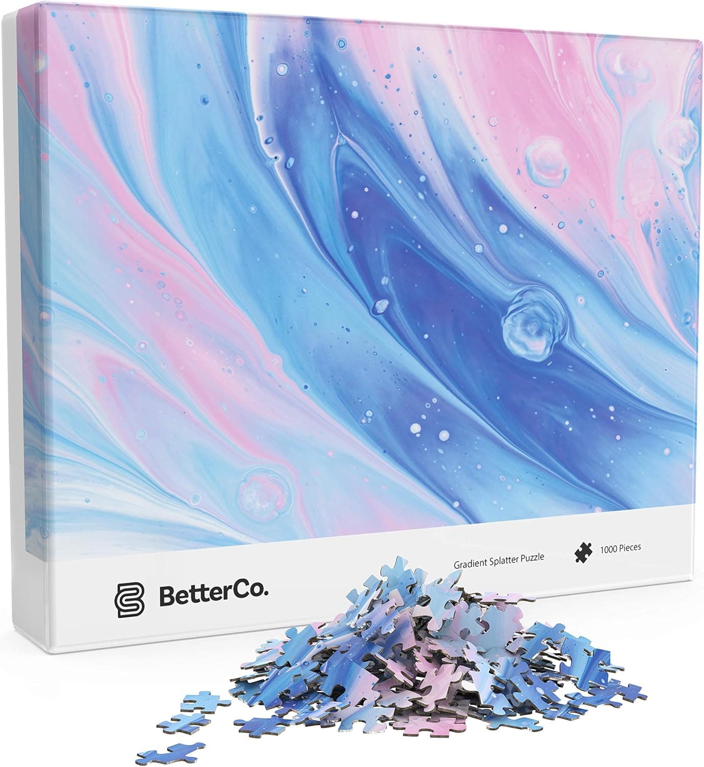 BetterCo. Gradient Splatter Jigsaw Puzzle 1000 Pieces - Difficult 1000 Piece Puzzles for Adults, Kids, and Teens - Hardest Jigsaw Puzzle with Abstract Gradient Design