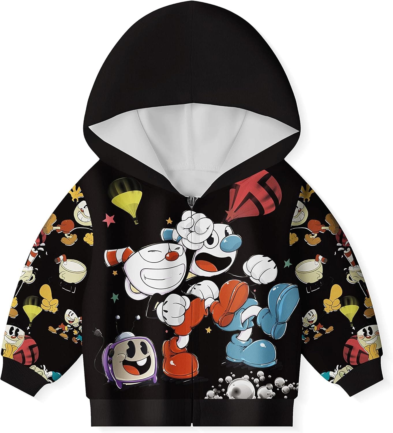 Boys Cup Long Sleeve Hoodie Adventure Game Role Cartoon Print Jacket for Kids 6-12 Years