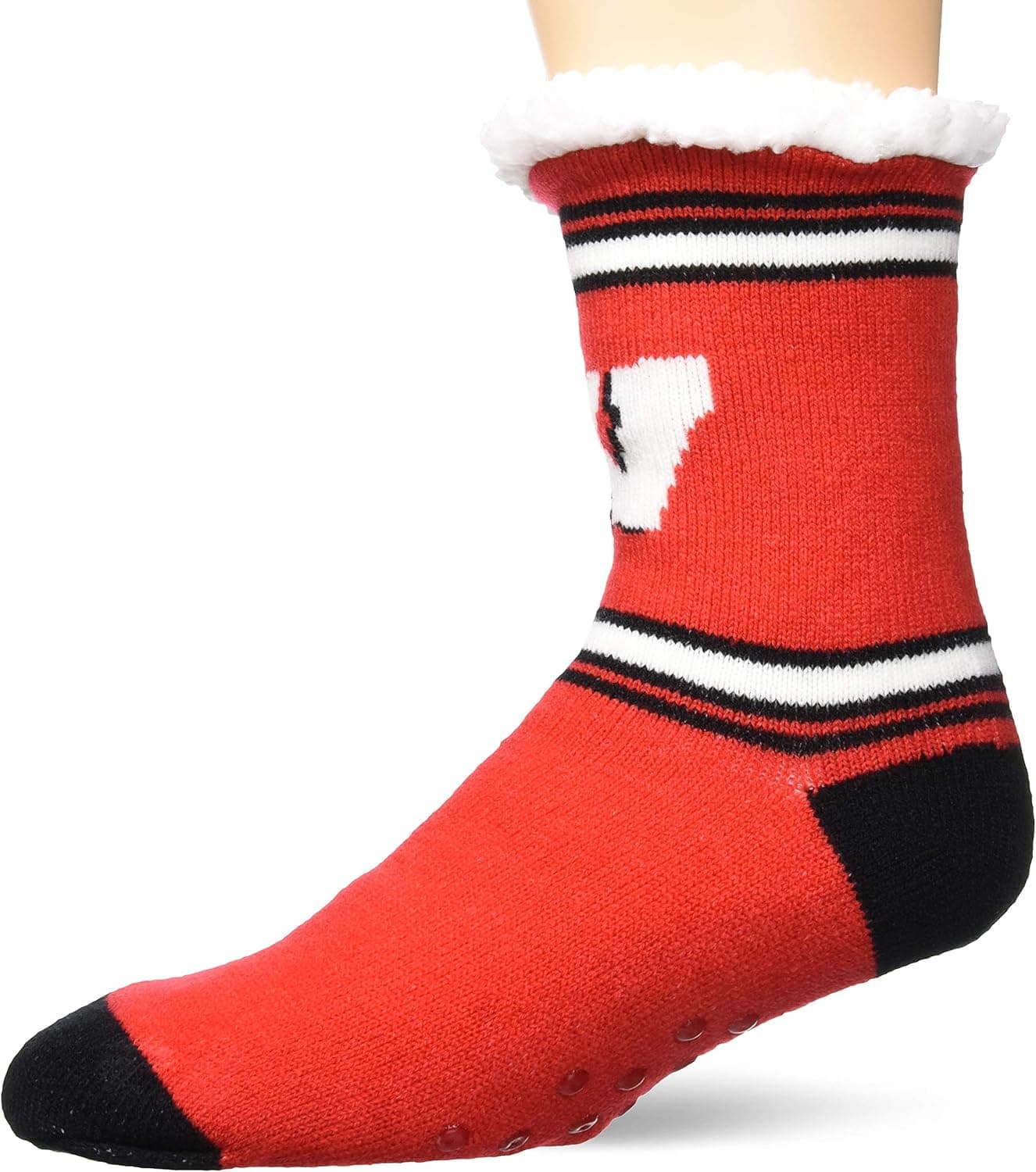 NCAA Wisconsin Badgers Unisex Stripe Logo Tall FOOTY Slipperstripe Logo Tall FOOTY Slipper, Team Color, One Size