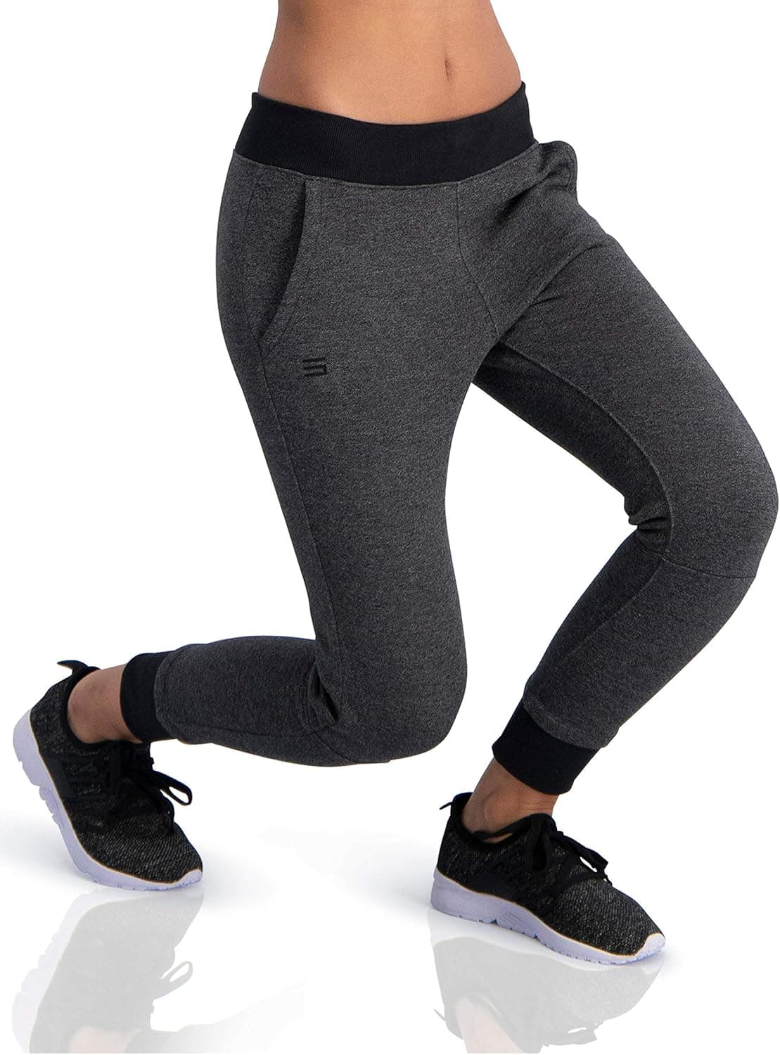 Dry Fit Sweatpants for Women - Loose Fitting Yoga Crop Joggers - Lounge Pants Jet Black