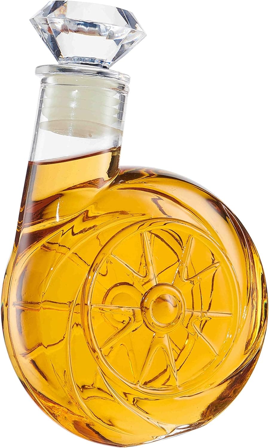 NIASKI Glass Whiskey Decanter,Lead-Free Crystal Decanter&Glass for Scotch Bourbon Vodka, for Wedding Party Bar,500ml