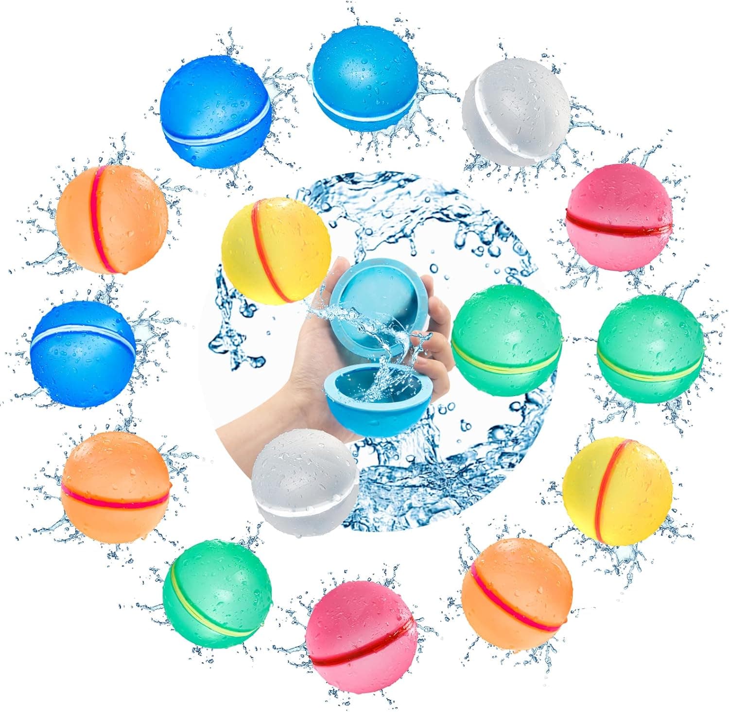 SOPPYCID 18 Pcs Water Balloons Reusable Quick Fill - Self Sealing Silicone Water Balls for Kids with Mesh Bag, Outdoor Summer Fun Water Toys for Activities, Summer Party, Water Park, Family Game