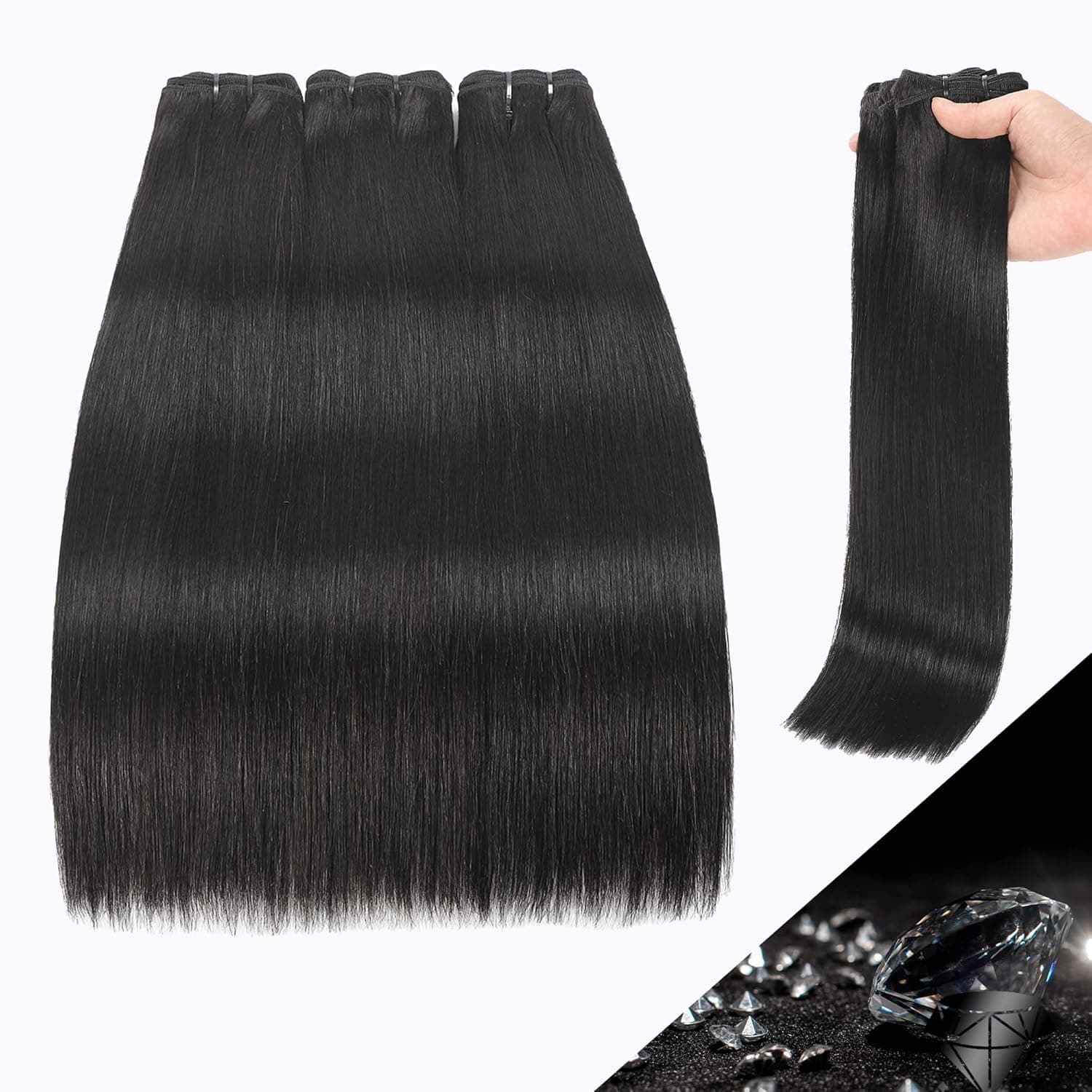 Raw Hair Bundles 'Boutique's Quality-Half the Price' Keep Straightness Always Tangle-Free 20 20 20 Inches Straight Bundles Human Hair Raw Vietnamese Hair Bundles Natural Black【BLACK GEM HAIR-Always Keep Gorgeousness】