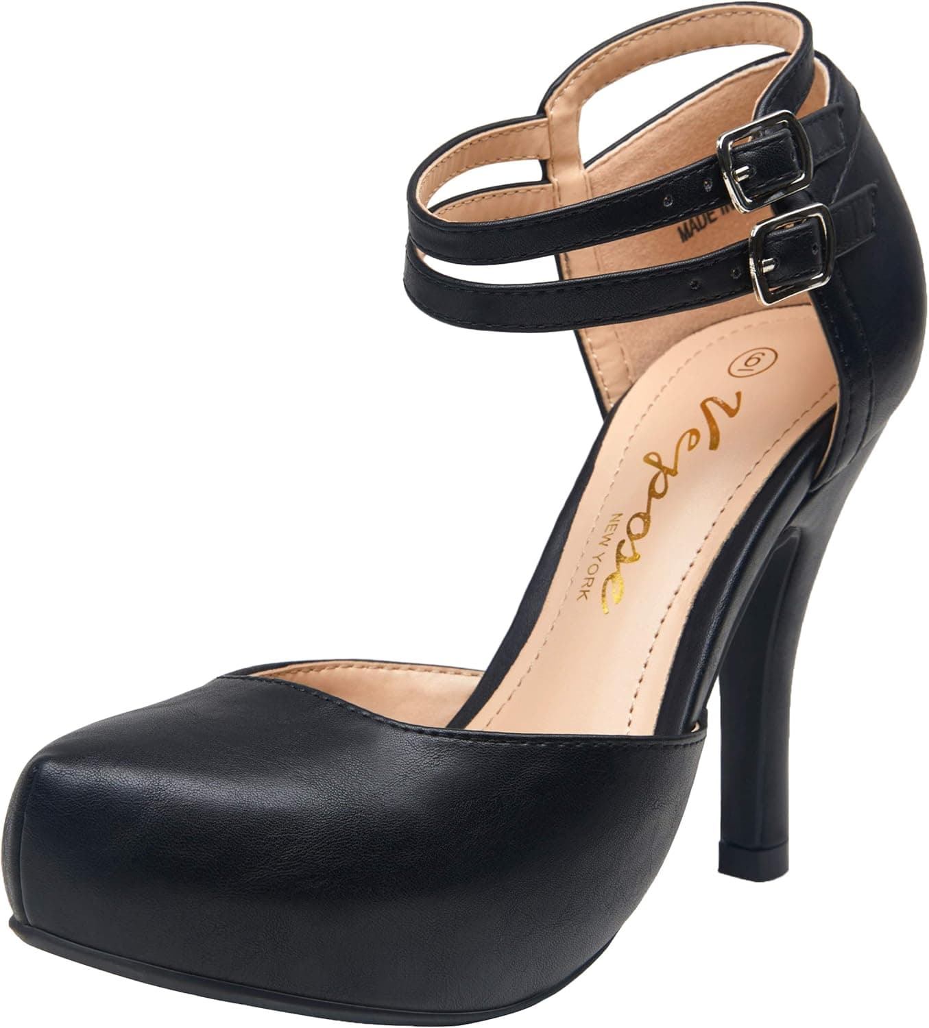 Vepose Women's Stiletto High Heels Mary Jane Ankle Strap Pumps Almond Toe Dress Shoes