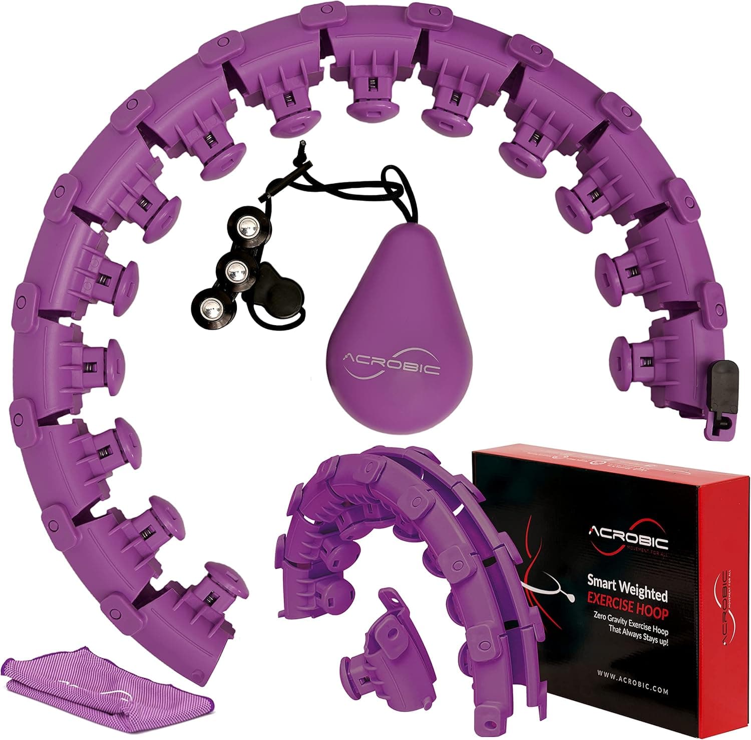 ACROBIC Smart Weighted Exercise Hoop, Magic Hula Hoop,24 Section Detachable Weighted Fitness Hoop, Adjustable Weighted Hoola Hoop,Smart Hula Hoops For Adults Weight Loss With 360° Auto Spinning Massage