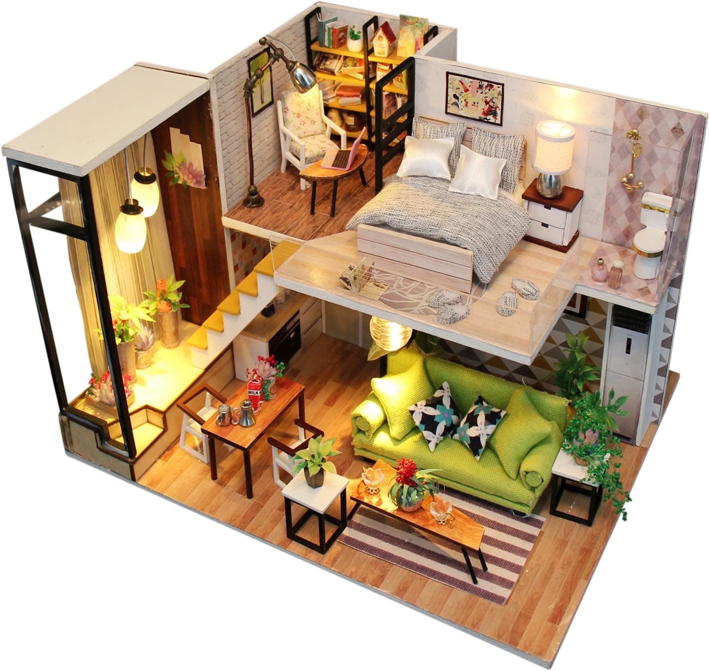 Kisoy Romantic and Cute Dollhouse Miniature DIY House Kit Creative Room Perfect DIY Gift for Friends, Lovers and Families (Nordic Romance)