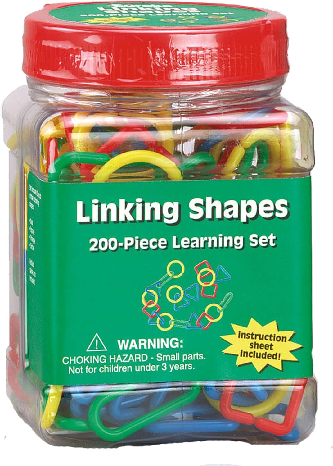 Eureka Tub of Linking Shapes Educational Toy Classroom Supplies, 200 pcs