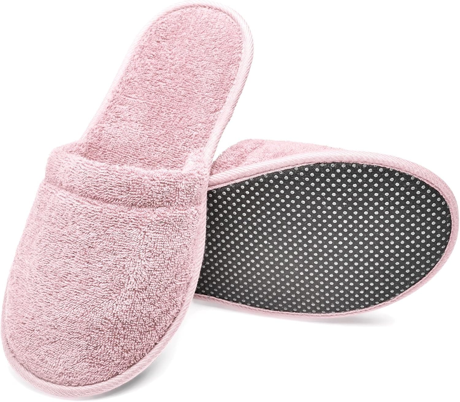 Arus Women's Organic Turkish Terry Cotton Memory Foam Spa Slippers Pink S/M