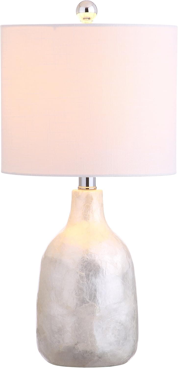 JONATHAN Y JYL4007A Lucille 21" Seashell LED Table Lamp Coastal Contemporary Bedside Desk Nightstand Lamp for Bedroom Living Room Office College Bookcase LED Bulb Included, Pearl White