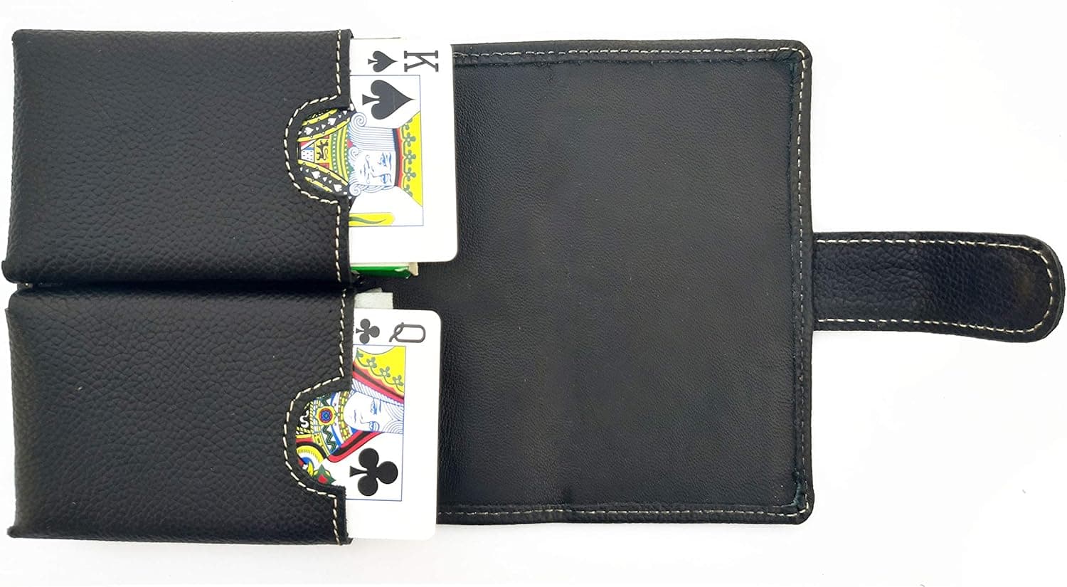 Chalk Factory Top Grained Antique Finish Leather Playing Card Deck Cover (Black)