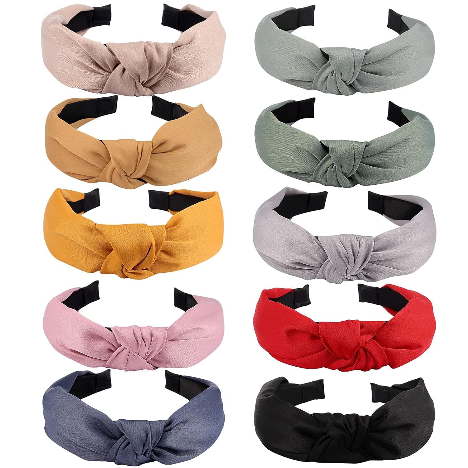 Ondder Knotted Headbands for Women 10 Pack Top Knot Headband Assorted Fashion Headbands Cute Head Band Solid Color Hair Band Women Headbands Turband Headbands for Women Ladies Girls