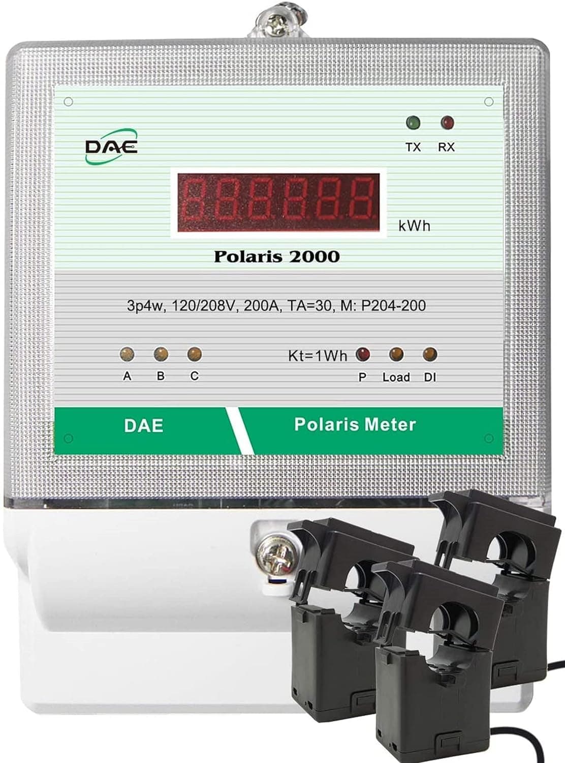 DAE P204-200 KIT, UL Listed kWh Smart Submeter, 3P4W (3 hot wire, 1 neutral), 200A, 120/208v, 3 Split Core CTs