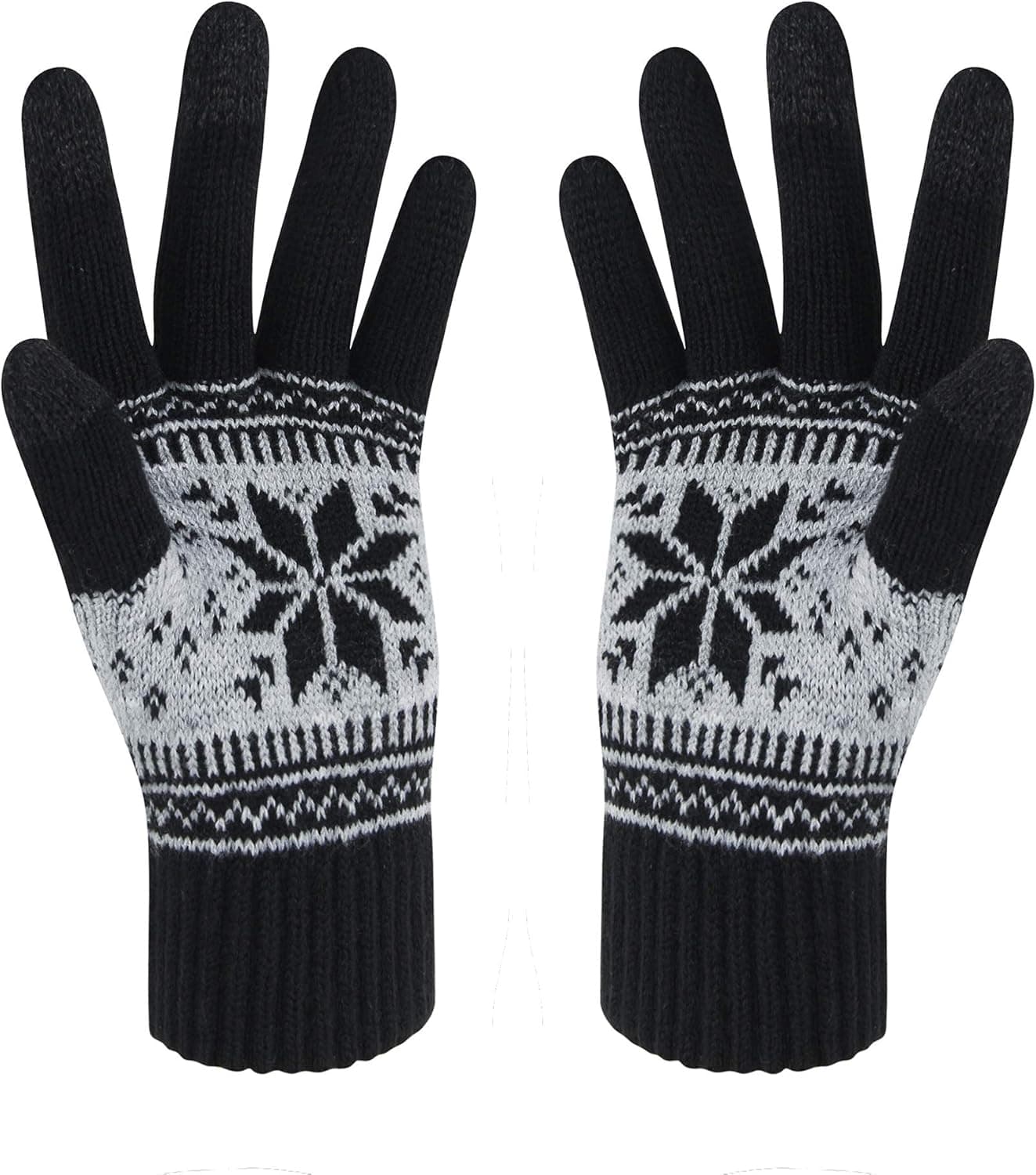 Winter Touch Screen Gloves HÖTER Snow Flower Printing Keep Warm for Women and Men