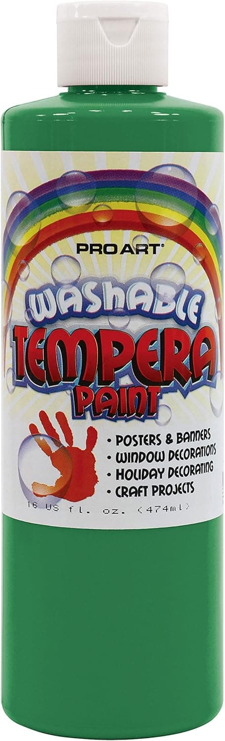 Pro Art Washable Tempera Paint, 16 fl. oz. (473 ml), Green