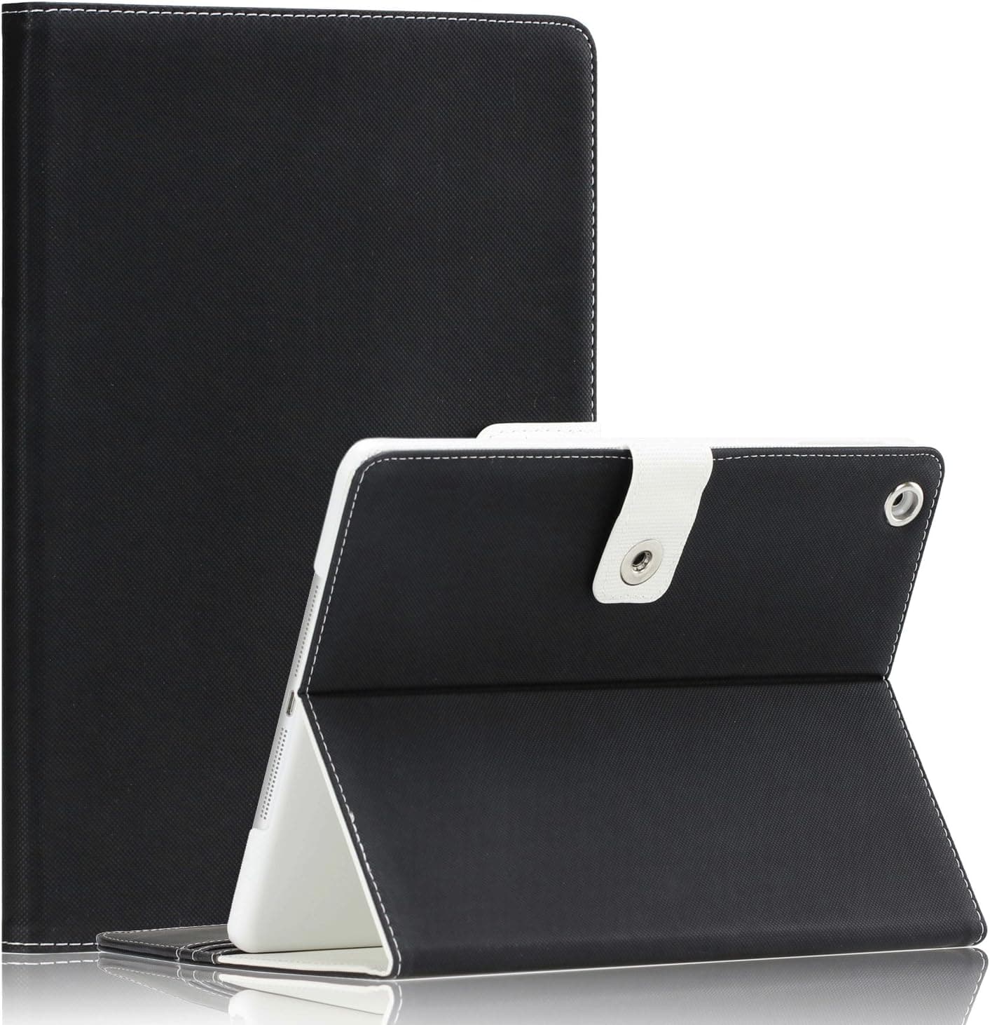 SAVEICON PU Leather Folio Case Cover for Apple New iPad Mini/Mini 2 / Mini 3 Case 7.9 Inch WiFi 3G 4G LTE with Built-in Stand and Card Slots Auto Wake/Sleep Smart Cover Stand (Black Canvas)
