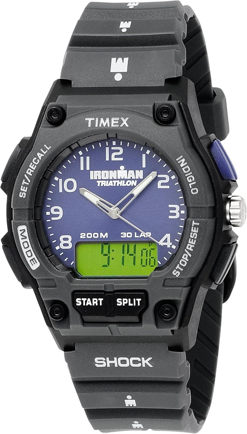Timex Men's T5K398 Ironman 30-Lap Shock Combo Black Case and Resin Strap Sports Watch