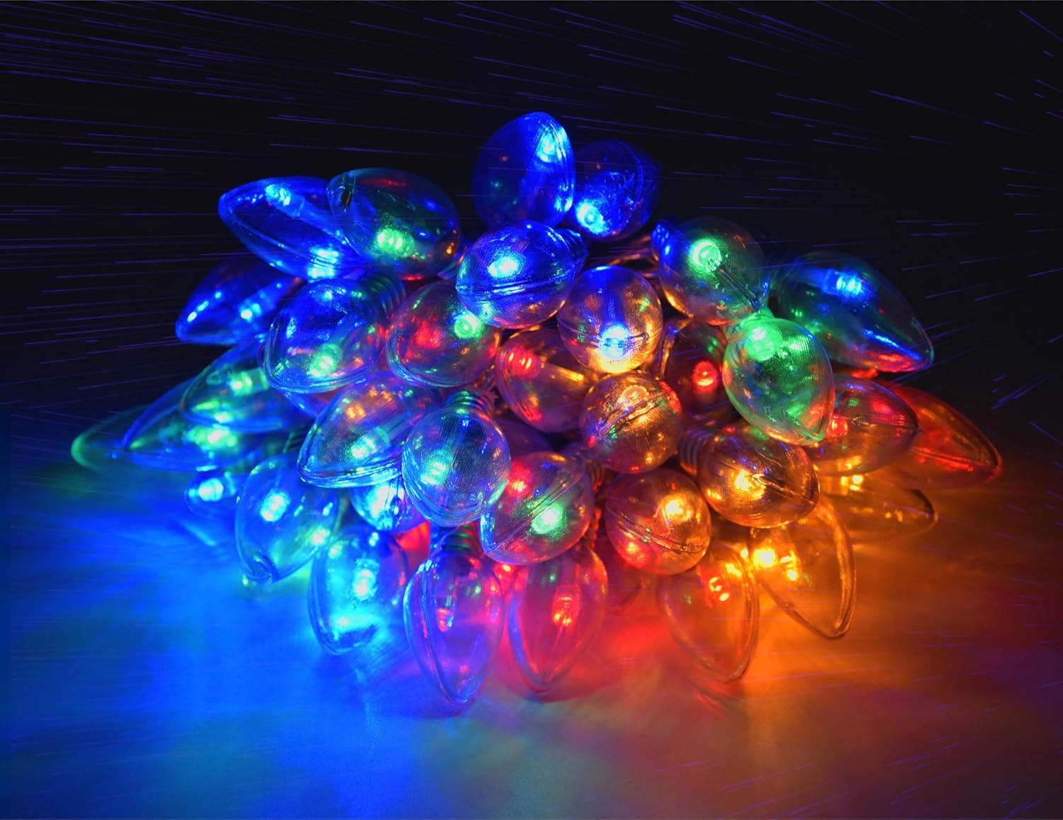 Christmas Lights 50LED Clear C7 Christmas String Lights Battery Operated Cute Party Bedroom Garden Decorations Ornaments Supplies, Indoor Outdoor Décor