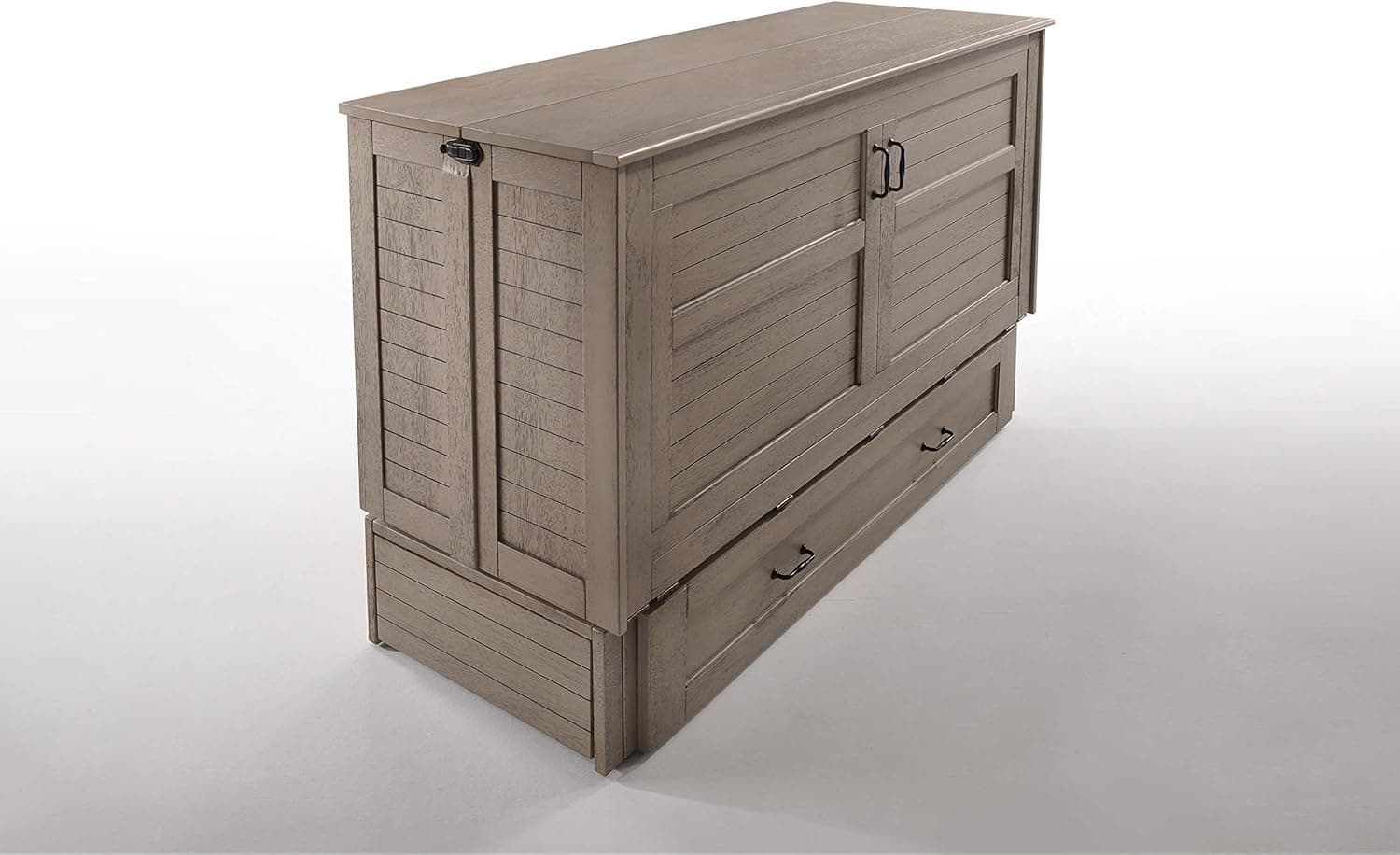 Night & Day Furniture Murphy Cabinet Convertible Bed - Queen Size-with Tri-Fold Premium Memory Foam Mattress (Driftwood)