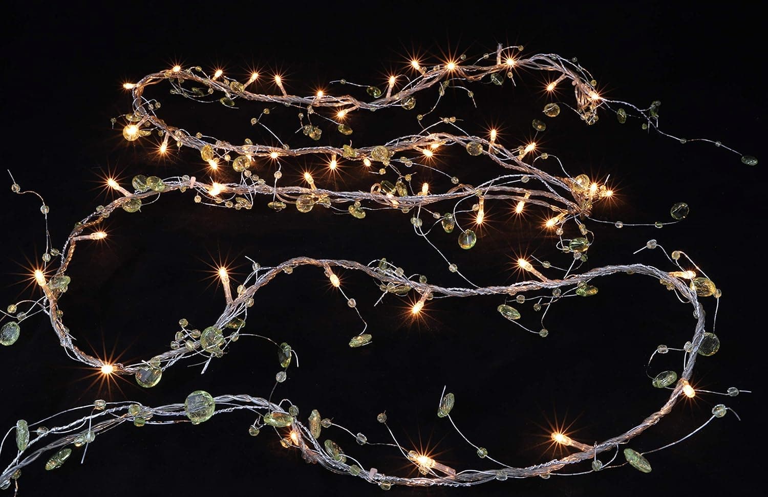 Christmas Concepts 2 Metre Light Up Lime Green Bead Garland with 20 Warm White Led Lights - Indoor Christmas Decorations